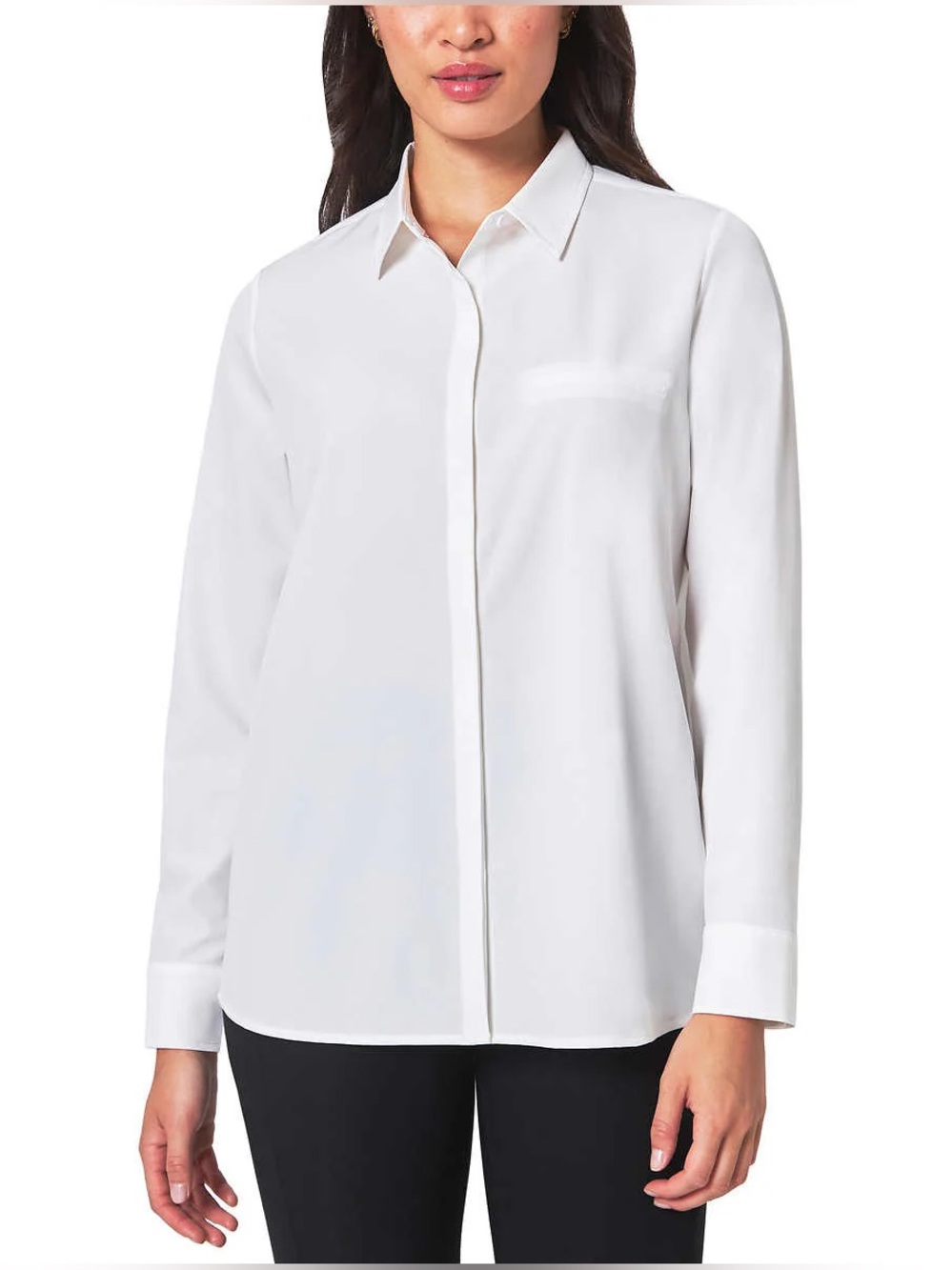 Modern Ambition Women’s Travel Shirt White XL Button Up Blouse Work Office Shirt